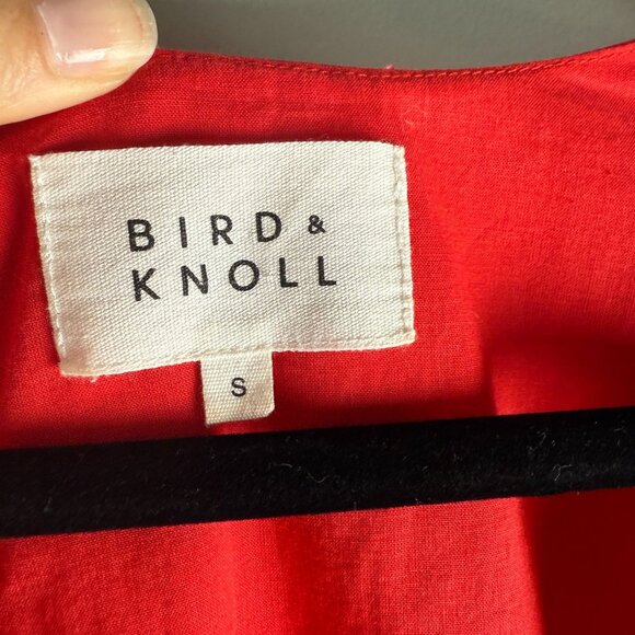 Bird & Knoll Dress Gigi Puff Sleeve Cotton Poplin Mini Red Size Small - Picture 7 of 9